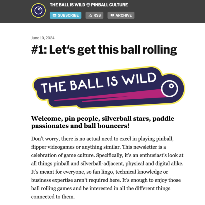 Screenshot The Ball is Wild newsletter #1