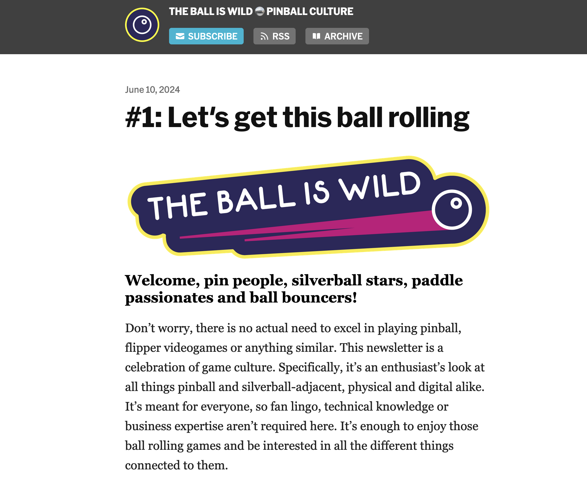 Screenshot The Ball is Wild newsletter #1