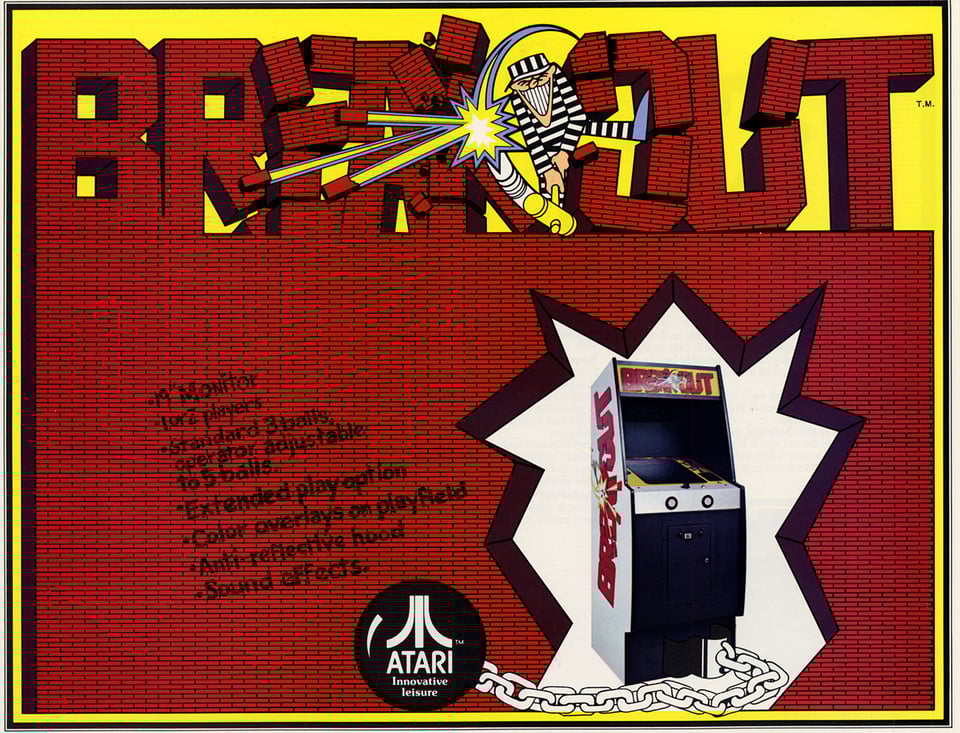 Logo and ad for the videogame Breakout